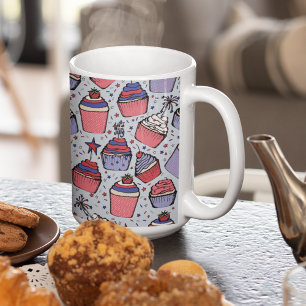 Light Blue Patriotic 4. Juli handGezeichnet Cupcak Kaffeetasse