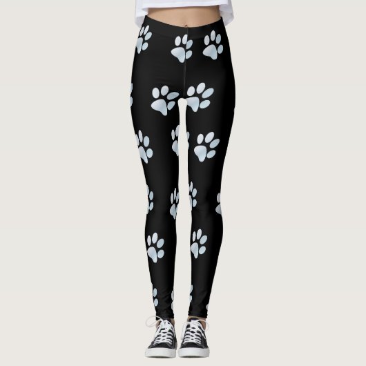 Light Blue Paw Prints Leggings (Vorderseite)
