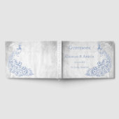 Light Blue Peacock Leaf Vine Wedbook Gästebuch (Voll)