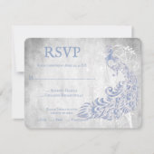 Light Blue Peacock Leaf Vine Wedding RSVP Card Karte (Vorderseite)