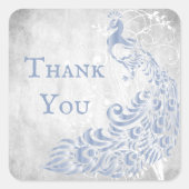 Light Blue Peacock Leaf Wein Danke Stickers (Vorderseite)