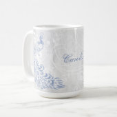 Light Blue Peacock Personalisiert Coffee Tasse (Vorderseite Links)