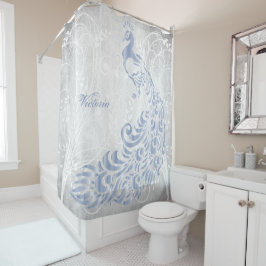 Light Blue Peacock Personalisiert Duschvorhang