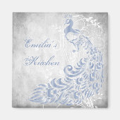 Light Blue Peacock Personalisiert Magnet (Vorne)