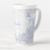 Light Blue Peacock Personalisierte Latte-Tasse Milchtasse (Rechte Ecke)
