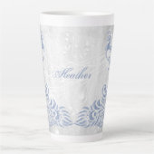 Light Blue Peacock Personalisierte Latte-Tasse Milchtasse (Vorderseite)