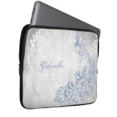 Light Blue Peacock Personalisierter Laptop-Sieb Laptopschutzhülle (Vorne Rechts)