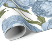 Light Blue Peony Luxury Floral Geschenkpapier (Rolleneckpunkt)