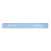 Light Blue Personalisiert Script Name School Satinband (Vorderseite)