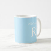 Light Blue Personalize Simple Monogram Oaster Kaffeetasse (VorderseiteRechts)
