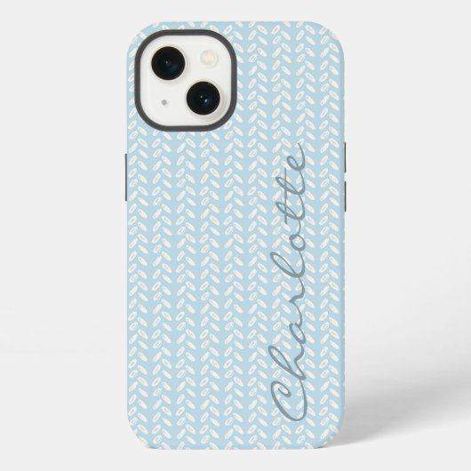 Light Blue Petals Strick Pattern iPhone Hülle (Rückseite)