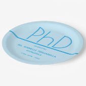 Light Blue PhD Graduation Party Pappteller (Schrägansicht)