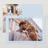 Light Blue Photo Minimalist Modern Elegant Wedding Save The Date (Vorne/Hinten)