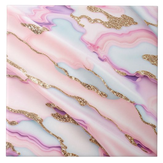 Light Blue Pink Agate Marble Moderne Kollektion Fliese (Vorderseite)