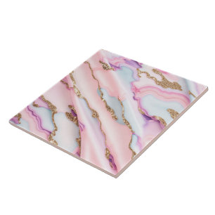 Light Blue Pink Agate Marble Moderne Kollektion Fliese