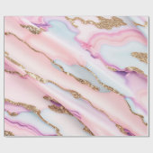 Light Blue Pink Agate Marble Moderne Kollektion Geschenkpapier (Flach)