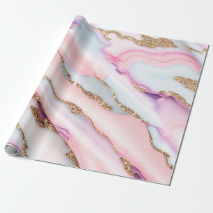 Light Blue Pink Agate Marble Moderne Kollektion Geschenkpapier