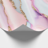 Light Blue Pink Agate Marble Moderne Kollektion Geschenkpapier (Ecke)