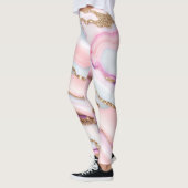 Light Blue Pink Agate Marble Moderne Kollektion Leggings (Links)