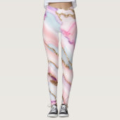 Light Blue Pink Agate Marble Moderne Kollektion Leggings (Vorderseite)