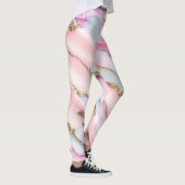 Light Blue Pink Agate Marble Moderne Kollektion Leggings (Rechts)