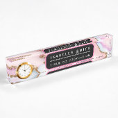 Light Blue Pink Agate Marble Moderne Kollektion Namensplakette