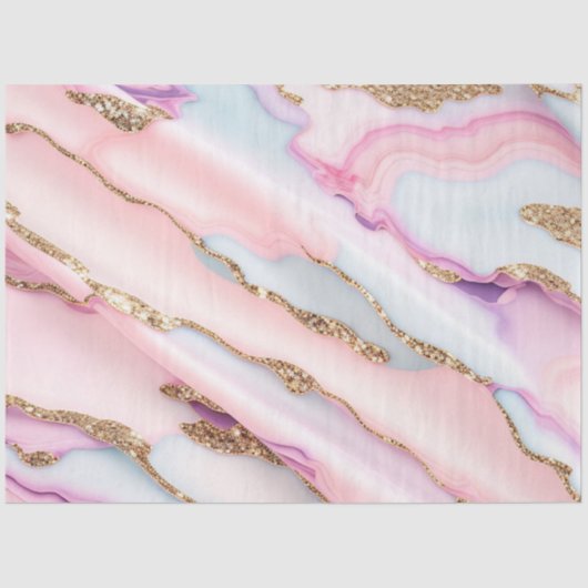 Light Blue Pink Agate Marble Moderne Kollektion Seidenpapier (Vorderseite)