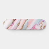 Light Blue Pink Agate Marble Moderne Kollektion Skateboard (Horizontal)