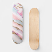 Light Blue Pink Agate Marble Moderne Kollektion Skateboard (Vorderseite)