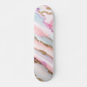 Light Blue Pink Agate Marble Moderne Kollektion Skateboard (Vorne)
