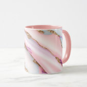 Light Blue Pink Agate Marble Moderne Kollektion Tasse (VorderseiteRechts)