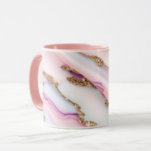 Light Blue Pink Agate Marble Moderne Kollektion Tasse