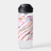 Light Blue Pink Agate Marble Moderne Kollektion Trinkflasche (Rückseite)