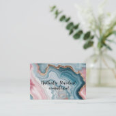 Light Blue Pink Agate Marble Modernes Design Visitenkarte (Stehend Vorderseite)