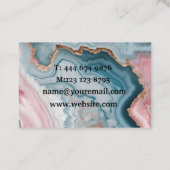 Light Blue Pink Agate Marble Modernes Design Visitenkarte (Rückseite)