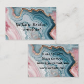 Light Blue Pink Agate Marble Modernes Design Visitenkarte (Vorne/Hinten)