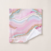 Light Blue Pink Agate Marble Trendy Collection Badhandtuch Set (Waschlappen)