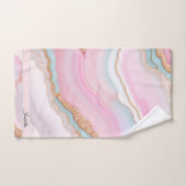 Light Blue Pink Agate Marble Trendy Collection Badhandtuch Set (Handtuch)