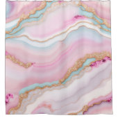 Light Blue Pink Agate Marble Trendy Collection Duschvorhang (Vorderseite)