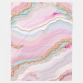 Light Blue Pink Agate Marble Trendy Collection Fleecedecke (Vorderseite)
