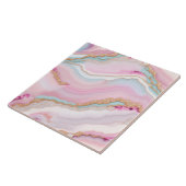 Light Blue Pink Agate Marble Trendy Collection Fliese (Seite)