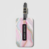 Light Blue Pink Agate Marble Trendy Collection Gepäckanhänger (Vorderseite Vertikal)