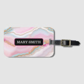 Light Blue Pink Agate Marble Trendy Collection Gepäckanhänger (Vorderseite (Horizontal))
