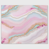 Light Blue Pink Agate Marble Trendy Collection Geschenkpapier (Flach)