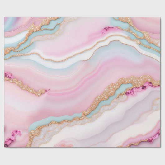 Light Blue Pink Agate Marble Trendy Collection Geschenkpapier (Flach)