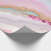 Light Blue Pink Agate Marble Trendy Collection Geschenkpapier (Ecke)