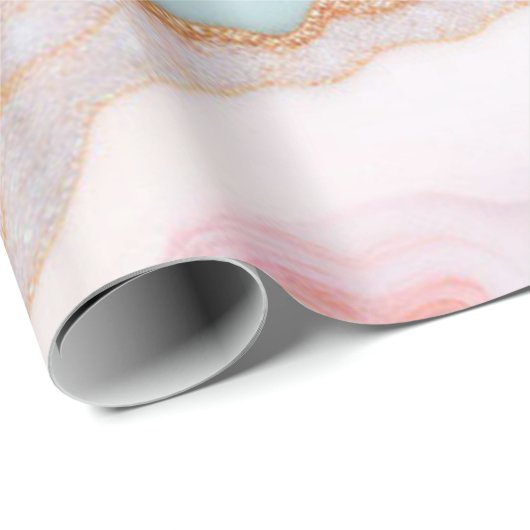 Light Blue Pink Agate Marble Trendy Collection Geschenkpapier (Rolleneckpunkt)