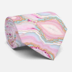 Light Blue Pink Agate Marble Trendy Collection Krawatte