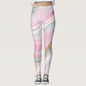 Light Blue Pink Agate Marble Trendy Collection Leggings (Vorderseite)