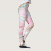 Light Blue Pink Agate Marble Trendy Collection Leggings (Rechts)